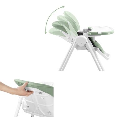 Дитячий стільчик Baby Vivo Kinder Hochstuhl з регулюванням висоти та функцією лежання, колір Cool Mint