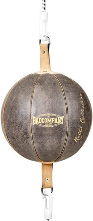 Двокінцевий м'яч в стилі ретро для ванної кімнати з волової шкіри з еластичними ременями I Боксерський м'яч діаметром 25 см I для рефлекторних тренувань і тренувань з боксу