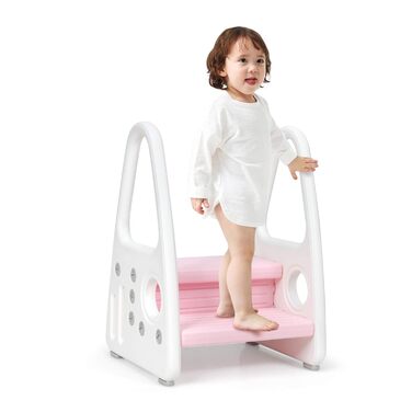 Триттхокер COSTWAY Kinder: 2-ступенева підставка для дітей, рожевий колір