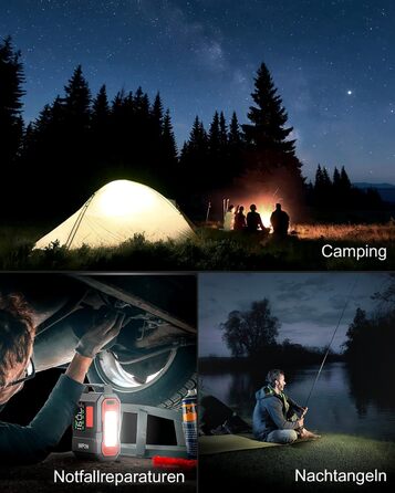 Портативний пусковий пристрій BRPOM з компресором та LED-ліхтарем, 26800mAh, 160PSI, сумісний з бензиновими та дизельними двигунами (до 12.0L)