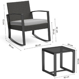 Набір меблів для саду Bealife, Lounge-набір для балкона на 2 особи, вуличні меблі для балкона, тераси, веранди, внутрішнього двору, біля басейну (сірий)