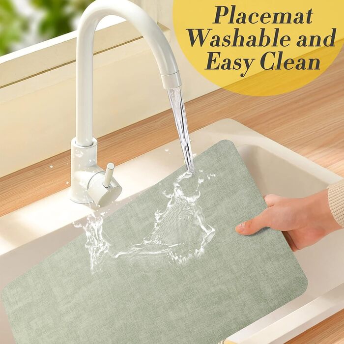 Набори підставки під тарілки Purejoy Platzsets, 6 шт., сірі, миючі, неслизькі, термостійкі, з PU шкіри, 43x30 см (світло-зелені)