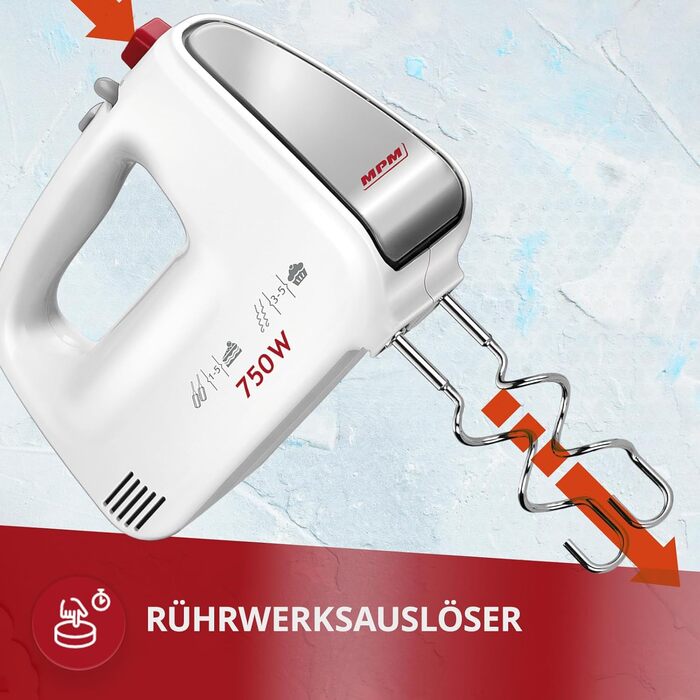 Кухонний комбайн MPM MMR-16Z з обертовою чашею 3.4 л, без BPA, 750W, білий (міксер, планетарний)