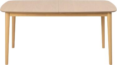 AC Design висувний обідній стіл Monty для 6 осіб, прямокутна стільниця, білий дуб, круглі ніжки, кухонний стіл, 160 x 75 x 90 см