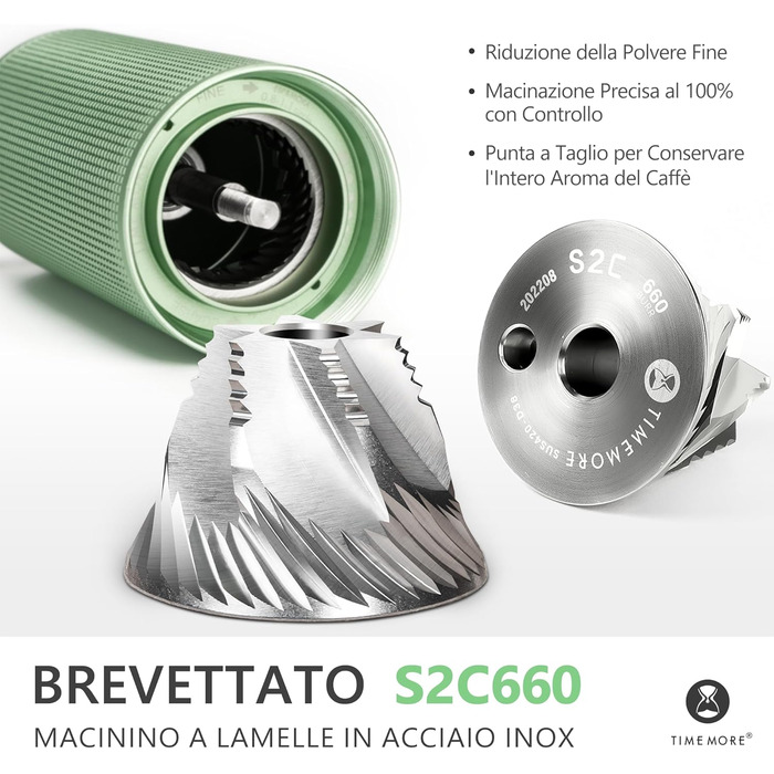 Ручна кавомолка TIMEMORE Chestnut C3 ESP PRO, зелена - для еспресо та френч-прес