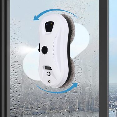 Робот для миття вікон електричний, автоматичний, з пультом керування та 10 серветками, для миття склопакетів у рамах, білий