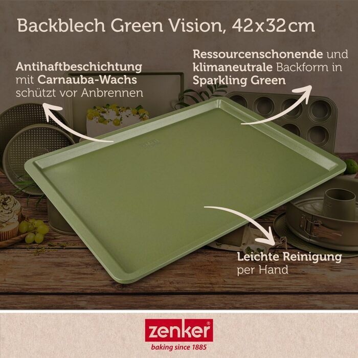 Форма для випічки Zenker Kastenform Green Vision 30 см – преміум з нержавіючої сталі з антипригарним покриттям для кексів – Made in Germany