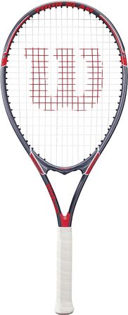 Тенісна ракетка Wilson Tour Slam для дорослих, розмір захоплення 3-4 3/8 (розмір захоплення 3-4 3/8', Червоний / Сірий)