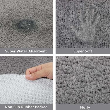 Килимок для ванної кімнати Famibay: набір 3 шт., неслизький, швидковисихаючий, сірий (80 x 80 см)