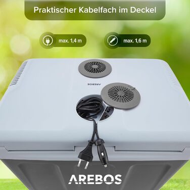 Автомобільний холодильник Arebos 40 л з функцією охолодження та підігріву, 12/230V, ізотермічна сумка-холодильник антрацит