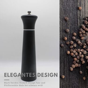 Дерев'яний набір для солі та перцю Black Sweden Home Design - 22 см - простий чорно-білий - керамічна кавомолка - великий млин для спецій - набір млинів для солі перцю - 2 шт. и