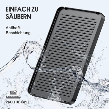 Електричний гриль для раклет Muchen на 8 осіб з антипригарним покриттям, 1200W, 8 сковородок та 8 скребків