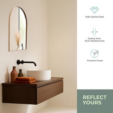 Дзеркало для ванної кімнати Arched Frame® Premium з золотою рамою, настінне, сучасне, стильне (50x40 см)