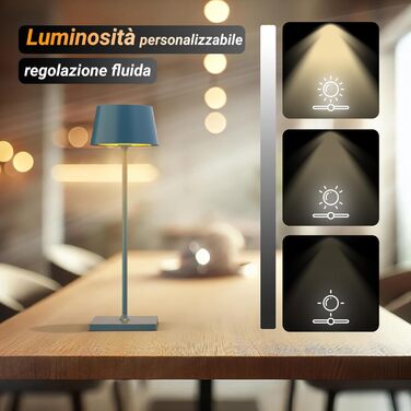 LED настільна лампа Palmina 842 з диммуванням, акумулятор 4400mAh, IP54, для дому та саду, блакитна