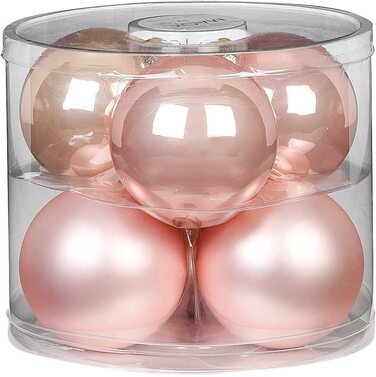 Ялинкові кулі скляні 10 см 6 шт. ялинкові дрібнички ялинкові прикраси Колір Алея романтики (рожева Магнолія) (перлинно-рожева (рожево-Бежева ))