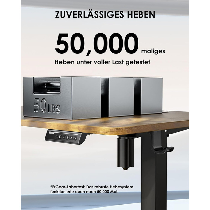 Електричний регульований стіл ErGear 140x70 см з пам'яттю, для дому та офісу, з підключенням, вінтажний, колір дерева