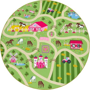 Дитячий килимок Paco Home для дитячої кімнати, ігровий килимок з пейзажем і конячками нековзний розмір
