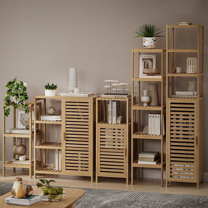 Бамбуковий шафка для ванної кімнати Bellamio Newa Badregal – 5 полиць, 140x33x33 см