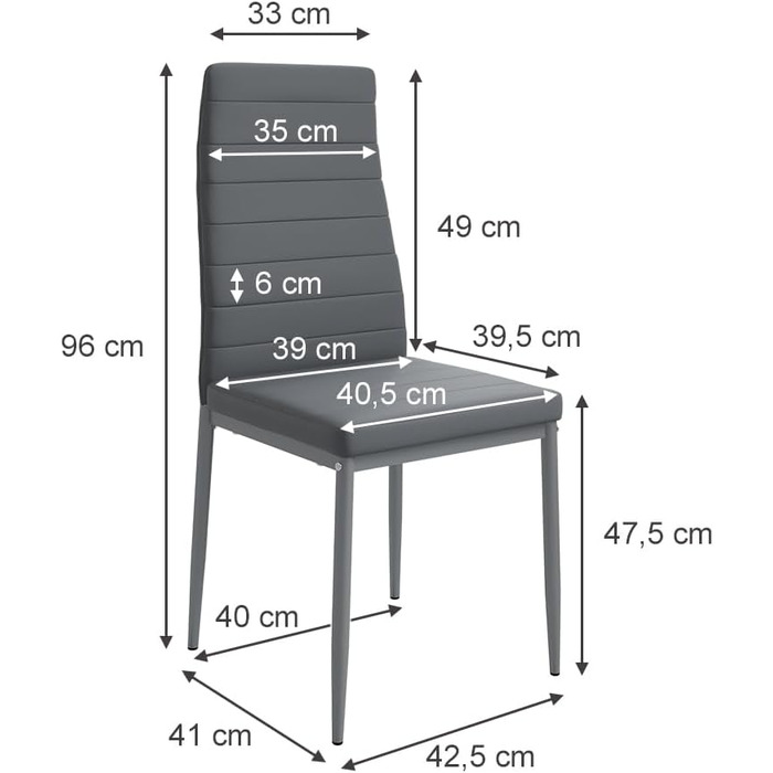 Набір обідніх столів Vicco Grand, 120x75см, 4 стільці, сірий