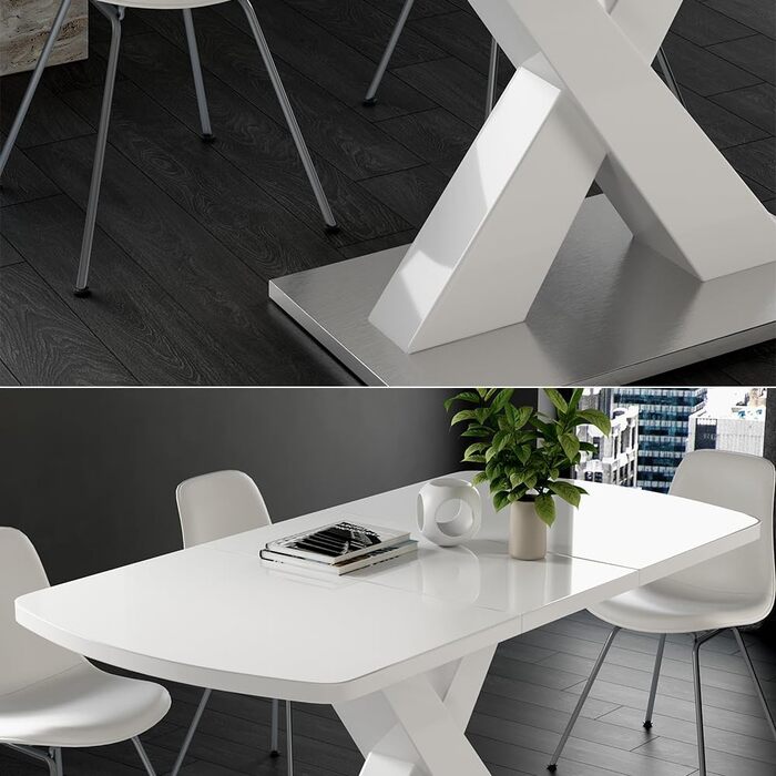 Розсувний обідній стіл Vicco Chinto, 120-160 x 80 см, чорний/білий