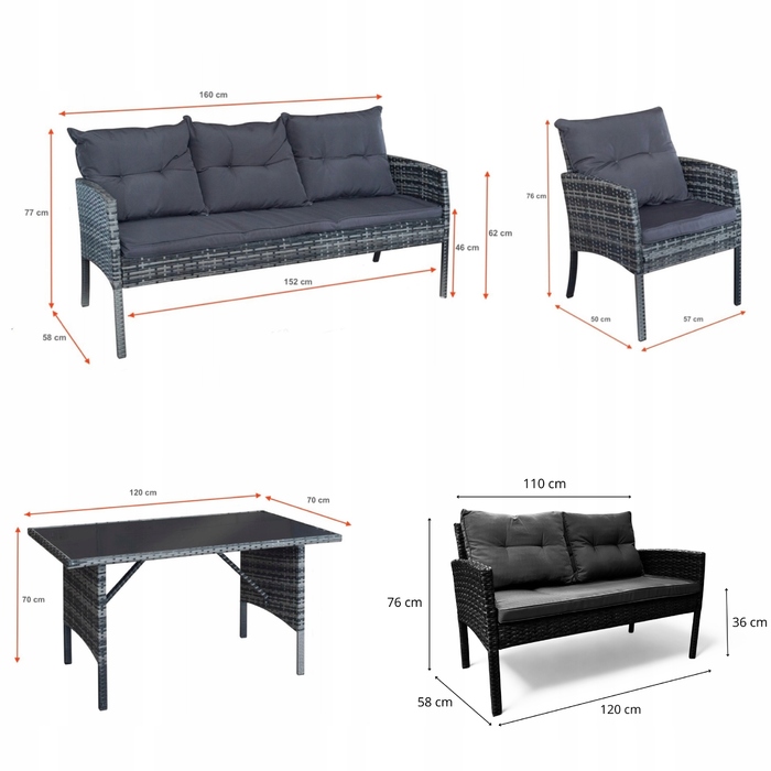 Комплект садових меблів IdealGarden із техноротанга, коричневий, 5 предметів