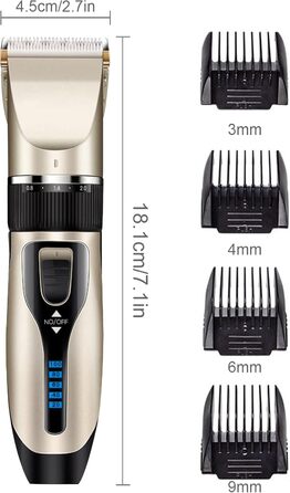 Професійна машинка для стрижки волосся та тример для бороди, USB-акумулятор, LED-дисплей, домашня перукарня своїми руками (золото)