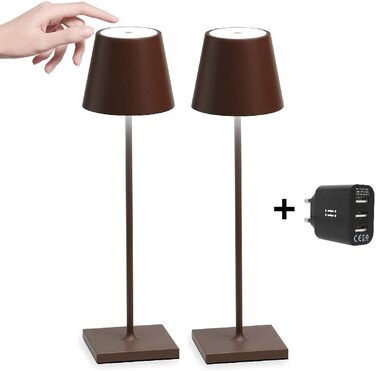 Зafferano Poldina Pro: Бездротова LED-лампа для дому та саду з торшером, сенсорне керування, регулювання яскравості, 38 см, з зарядним пристроєм