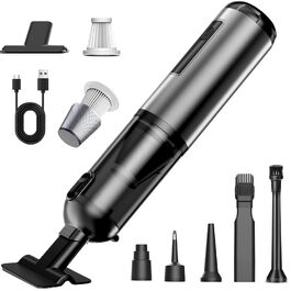 Акумуляторний ручний пилосос для авто та дому 4-в-1, безщітковий мотор 26000Па, 3 режими потужності, з підсвіткою (Сірий)