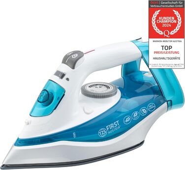 Пароочисник TZS First Austria I 2290-2720W | Керамічна підошва, Самоочищення, Вертикальна пара, Anti-Kalk, Сухе прасування, 0,3л резервуар, 1,2 кг, Чорний/Білий