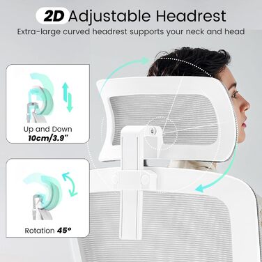 Ергономічне крісло для офісу Fizzin з регульованою поперековою підтримкою, дихаюча сітка, потовщене сидіння, зручне для дому та офісу (Рожевий, Сірий)