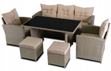 Комплект садових меблів із техноротанга MEBEL ELITE, бежевий, 6 предметів