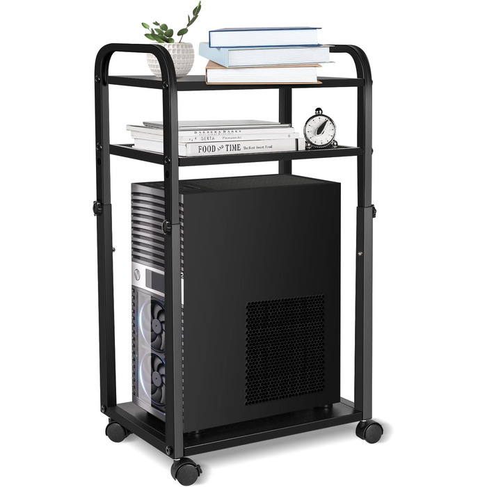 Підставка для ПК Liitrton Mobiler - 3-ярусна, з колесами, білий/чорний