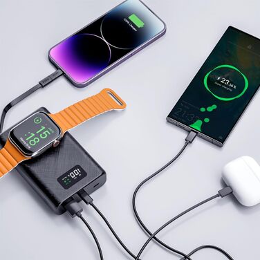 Сумісний з iPhone, Samsung, Apple Watch, дронами, QC 3.0 і PD (білий), 22.5W Power Bank 20000mAh