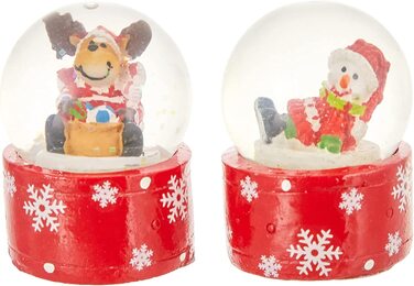 Міні-снігові кулі Різдвяний Лось / сніговик в наборі з 2 предметів, розміри H / W / Ø куля близько 5 x 3,5 см / Ø 3,5 см., 501049-SM Elc