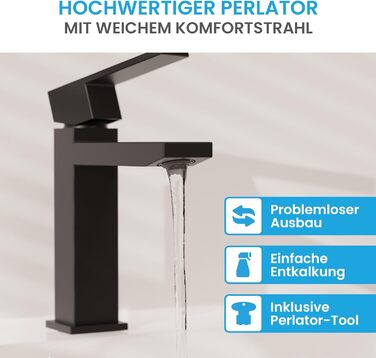 Змішувач для ванної кімнати Bächlein Imatra чорного матового кольору, однорідний важіль, сучасний дизайн