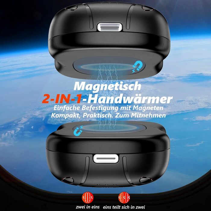 Електричні грілки для рук FANDLISS з магнітом, 10000mAh, 2 шт., з двостороннім нагрівом, USB, 3 режими, для активного відпочинку, подарунок