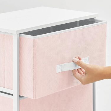 mDesign тумбочка з 2 шухлядами, органайзер із тканини, металу та МДФ, декоративна система зберігання для спальні чи вітальні, рожево-біла