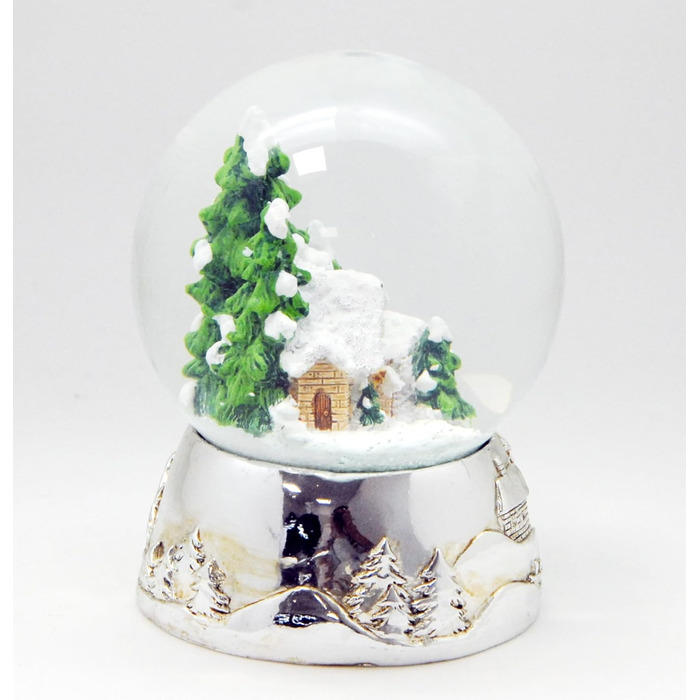 Хатина Snow Globe Чарівна гірська хатина на п'єдесталі Срібна музична шкатулка Різдво - 100мм*20163