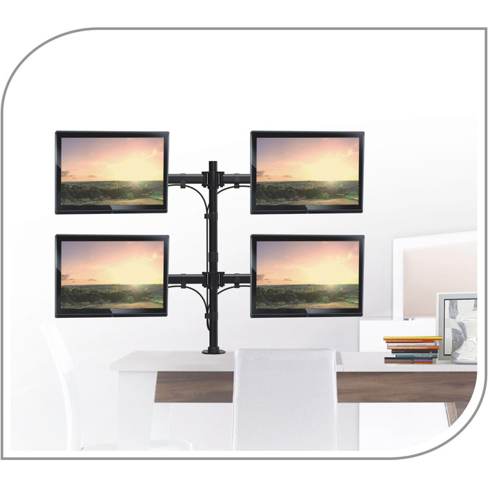 Кріплення для монітора PureMounts для 4 моніторів, 17-32 дюйми, до 8 кг, VESA 75/100, 360° оберт, регулювання висоти та нахилу, чорний