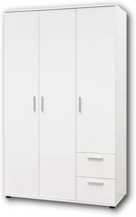 Дверна - Універсальна шафа-купе з розпашними дверима з великою кількістю місця для зберігання в білому кольорі - 115 x 191 x 55 см (Ш/В/Г), 3-