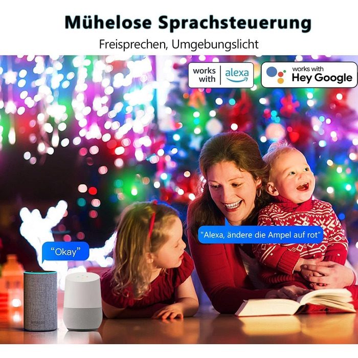 DOTWAYAW Гірлянда світлодіодна святкова 40м 400 LED RGB, керування через додаток, для прикраси ялинки та інтер'єру