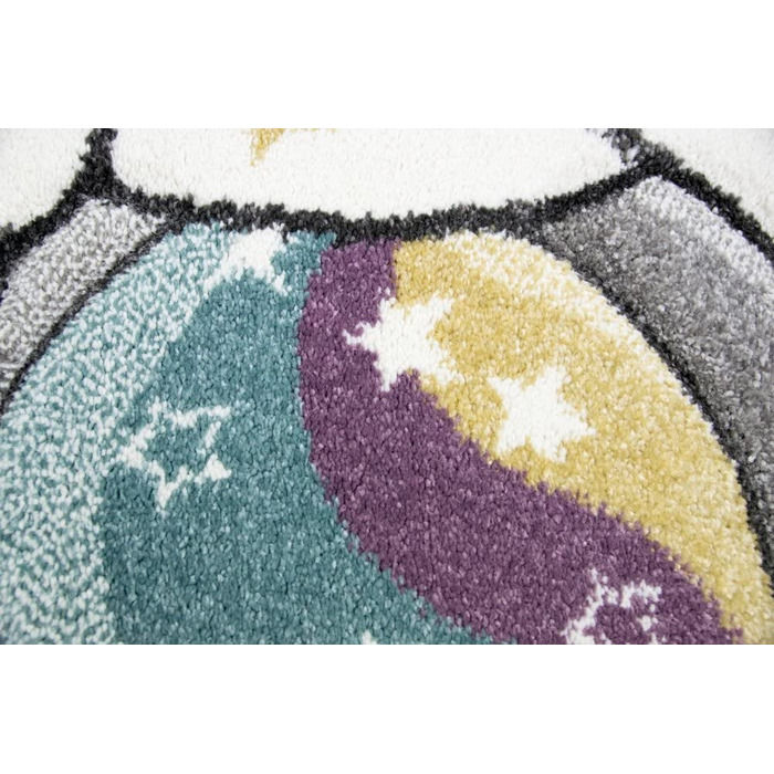 Дитячий килим CARPETIA, килимок для ігор, дитячий килим для дівчаток, Райдужний рожевий кремово-сірий єдиноріг, розмір 80x150 см (круглий 120 см)
