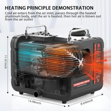 Дизельний опалювач LF Bros 5 кВт - 12/24/220-240V з пультом керування та LCD-дисплеєм для гаража, майстерні, кемпінгу, автодому (білий)