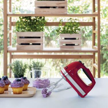 Міксер ручний KitchenAid 9 швидкостей, червоний Empire Red: з вінчиками, гаками для тіста та насадкою, 85 Вт, Soft-Start, LED-дисплей
