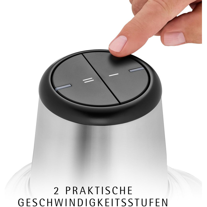 WMF Kult X Електричний подрібнювач міні-подрібнювач з скляною чашею та лезами з нержавіючої сталі, для овочів, трав та горіхів, 1л, довговічний, придатний для миття в посудомийній машині