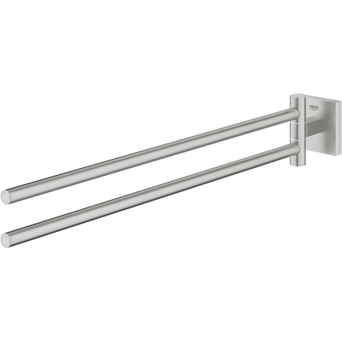 Тримач рушників GROHE Start Cube подвійний, 44 см, поворотний, з прихованим кріпленням, для свердління, Supersteel