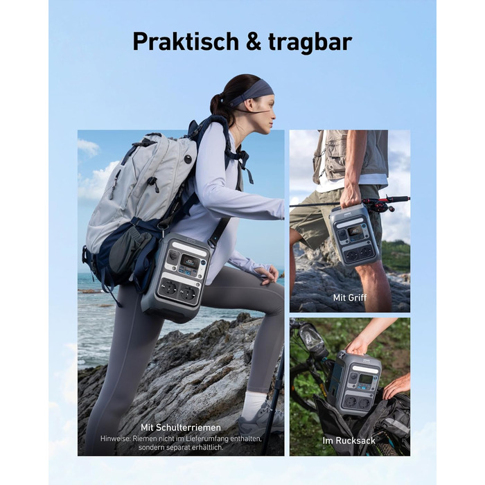 Портативна електростанція Anker SOLIX C300: 288Wh LiFePO4, 300W (макс. 600W), сонячний генератор, 140W швидка зарядка. Для кемпінгу, подорожей, надзвичайних ситуацій. (Сонячна панель опціонально)