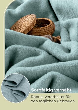 Плед LAYENBURG Premium з бавовняного міксу, 150x200 см, Eukalyptus (Евкаліпт), сертифікат Oeko-Tex 100