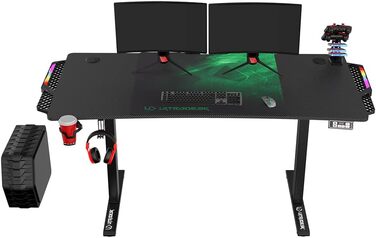 ULTRADESK Стол для роботи та ігор, регульована висота, електричний, 140x68 см, з XL-кілимком для миші (зелений)