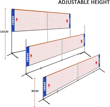 Сітка для бадмінтону з сумкою для перенесення стоячи, складна сітка для бадмінтону (3,1м/4,1м/5,1м/6,1м) - портативна, на відкритому повітрі